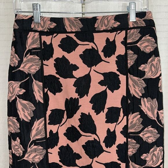 Ann Taylor 2 Black Pink Jacquard Tulip Pencil Skirt - Picture 9 of 14